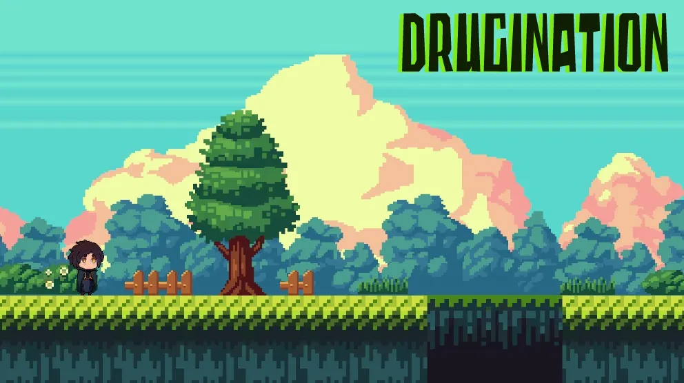 Screenshot of Drucination, a 2D time-stop platformer made in Unity
